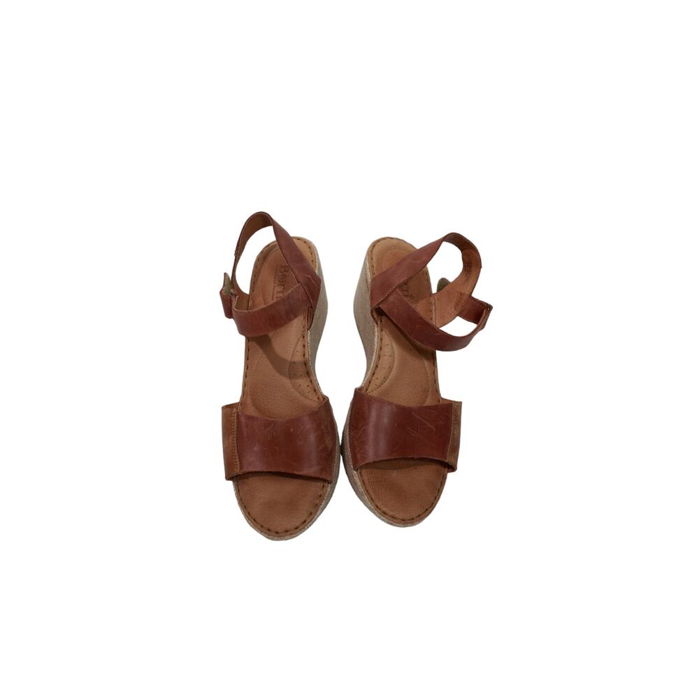 BORN‎ NECTAR RUST NATURAL LEATHER WEDGE SANDALS US 9M EUR 40 - Picture 4 of 8